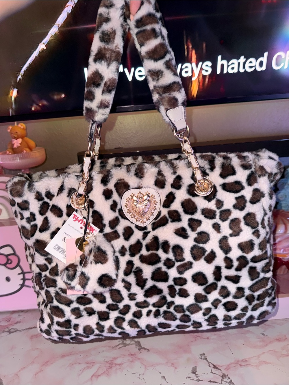 Juicy Couture Furry Friends Snow Leopard Tote Shoulder Bag
